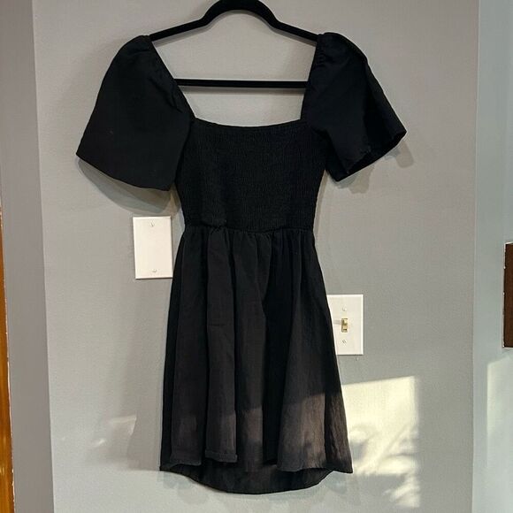 Princess Polly‎ black tie back smocked cut out mini dress size 4 - Picture 1 of 7